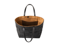 B2B Black Woven Leather Shoulder Tote Bag Low MOQ Custom Leather Bag