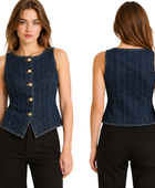 Women’s Button-Front Denim Vest B2B Dark Blue