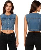 Denim Vest Women’s Cropped Button-Front B2B Blue