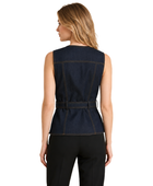 Denim Vest Women’s Belted Button-Front B2B Dark Blue