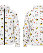 B2B Cat Pattern Print Eider Down Puffer Jacket White Low MOQ Winter Manufacturer