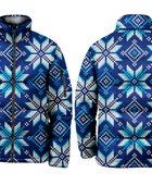 Men’s Blue Snowflake Print Puffer Jacket B2B Low MOQ Winter Manufacturer