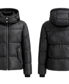 B2B Women’s Black Hooded Short Eider Down Puffer Jacket Wholesale Winter Manufacturer