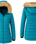 Wholesale Women’s Fur-Trim Hooded Eider Down Hybrid Puffer Jacket B2B Winter Jackets