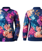 Floral-Print Sublimated Puffer Jacket – Navy, Pink and Blue Botanical Print | B2B Low MOQ