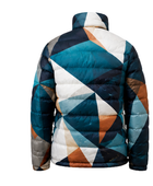 Geometric-Print Sublimated Puffer Jacket – Teal, Navy, White and Tan | B2B Low MOQ