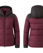 B2B Women’s Hooded Eider Down Puffer Jacket Low MOQ Burgundy