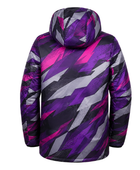 Hooded All-Over Print Sublimated Puffer Jacket – Purple, Magenta and Grey Abstract Print | B2B Low MOQ