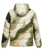Hooded Abstract Contour-Print Sublimated Puffer Jacket – Olive, Cream, Khaki and Black | B2B Low MOQ