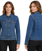 B2B Women’s Fitted Button-Front Denim Jacket Dark Blue B2B