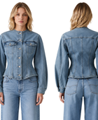 Custom Collarless Button-Front Denim Jacket B2B