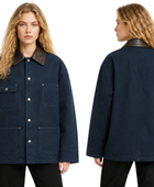 Contrast-Collar Denim Chore Jacket Dark Navy B2B