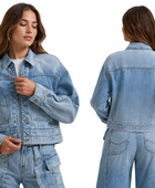 B2B Washed Cropped Denim Jacket Women’s Light Blue