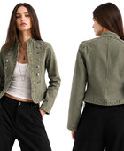 B2B Cropped Denim Jacket Denim Manufacturer Women’s Olive
