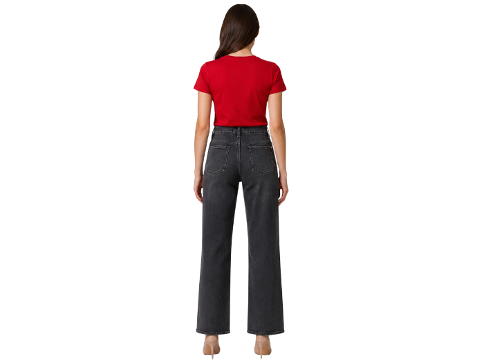 Straight Leg Denim Pants Washed Black Five Pocket Design | B2B Low MOQ