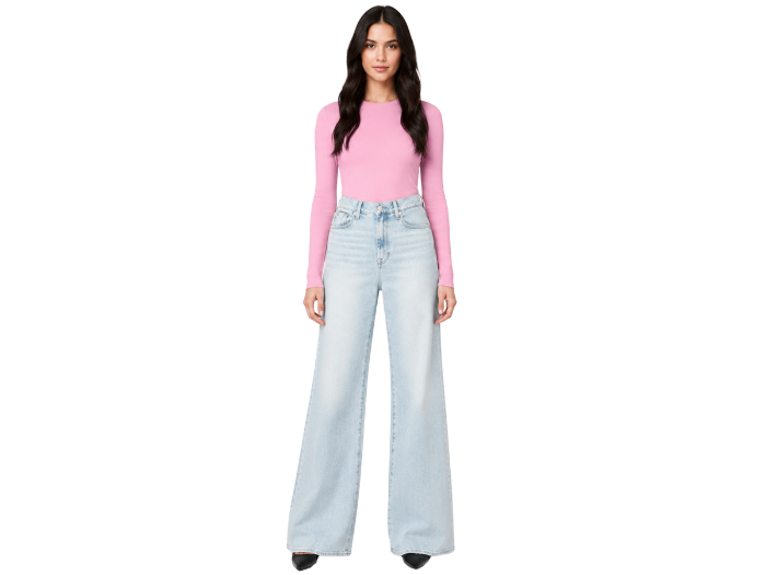 Wide Leg Denim Pants Light Blue Wash | B2B Low MOQ