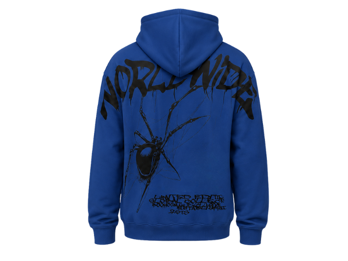 Custom Spider Print Screen Printed Hoodie Dark Blue B2B Hoodie Manufacturer