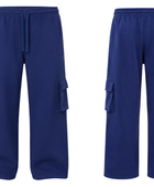 Cargo Sweatpants Navy Blue Straight Leg Star Appliqué Design | B2B Low MOQ