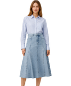 Women’s Panelled A-Line Denim Midi Skirt Light Blue B2B