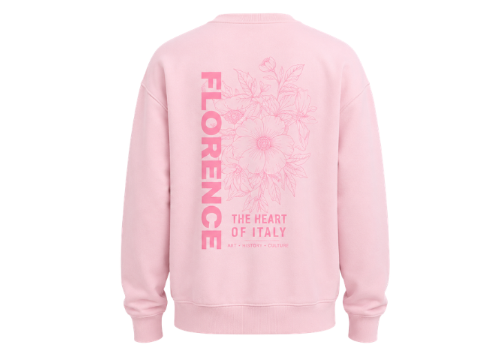 Oversized Sweatshirt Washed Pink Floral Back Screen Print | B2B Low MOQ