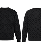 Crewneck Sweatshirt Black Velvet Self Textured Pattern | B2B Low MOQ