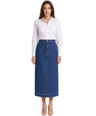 B2B High-Waisted Straight Denim Midi Skirt Low MOQ Denim Manufacturer
