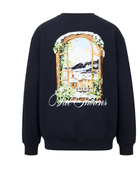 Relaxed Fit Sweatshirt Navy Chalet Landscape Back DTG Print | B2B Low MOQ
