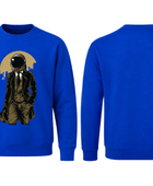 Crewneck Sweatshirt Royal Blue Astronaut Screen Print | B2B Low MOQ