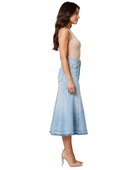 B2B High-Waisted Light Wash Flared Denim Midi Skirt