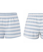 Sweat Shorts Blue White Stripe Screen Printing | B2B Low MOQ