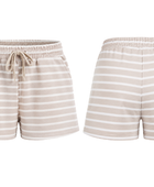 Sweat Shorts Beige White Stripe Screen Printing | B2B Low MOQ