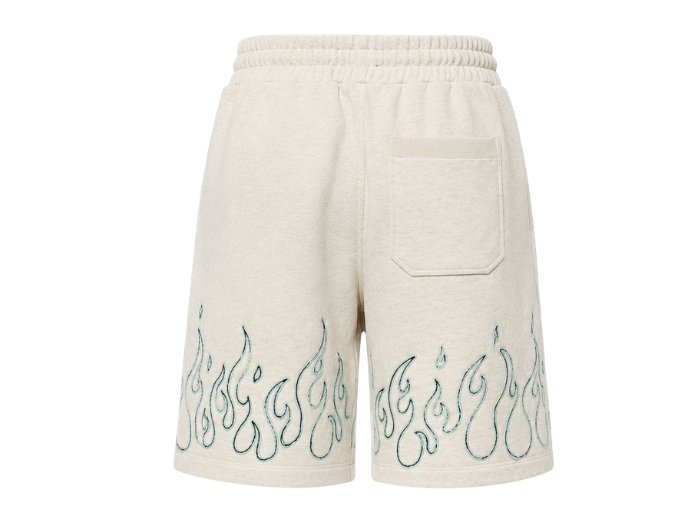 Sweat Shorts Off White Outlined Flame Screen Printing | B2B Low MOQ