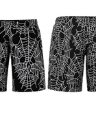 Sweat Shorts Black Web Skull Screen Printing | B2B Low MOQ