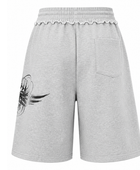 Baggy Track Sweat Shorts Light Grey Wing Graphic Screen Printing | B2B Low MOQ