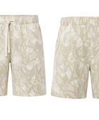 Baggy Sweat Shorts Light Beige Tonal Abstract Screen Printing | B2B Low MOQ