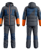 Custom Two-Piece Ski Suit Charcoal Navy Orange Winter Wear Manufacturer