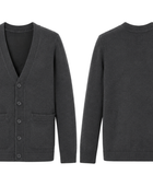 School V-Neck Sweater Cardigan Charcoal Grey | B2B Low MOQ Wholesale Manufacturer
