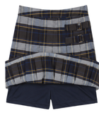 School Plaid Pleated Two-Tab Skort Black Grey Yellow | B2B Low MOQ Wholesale