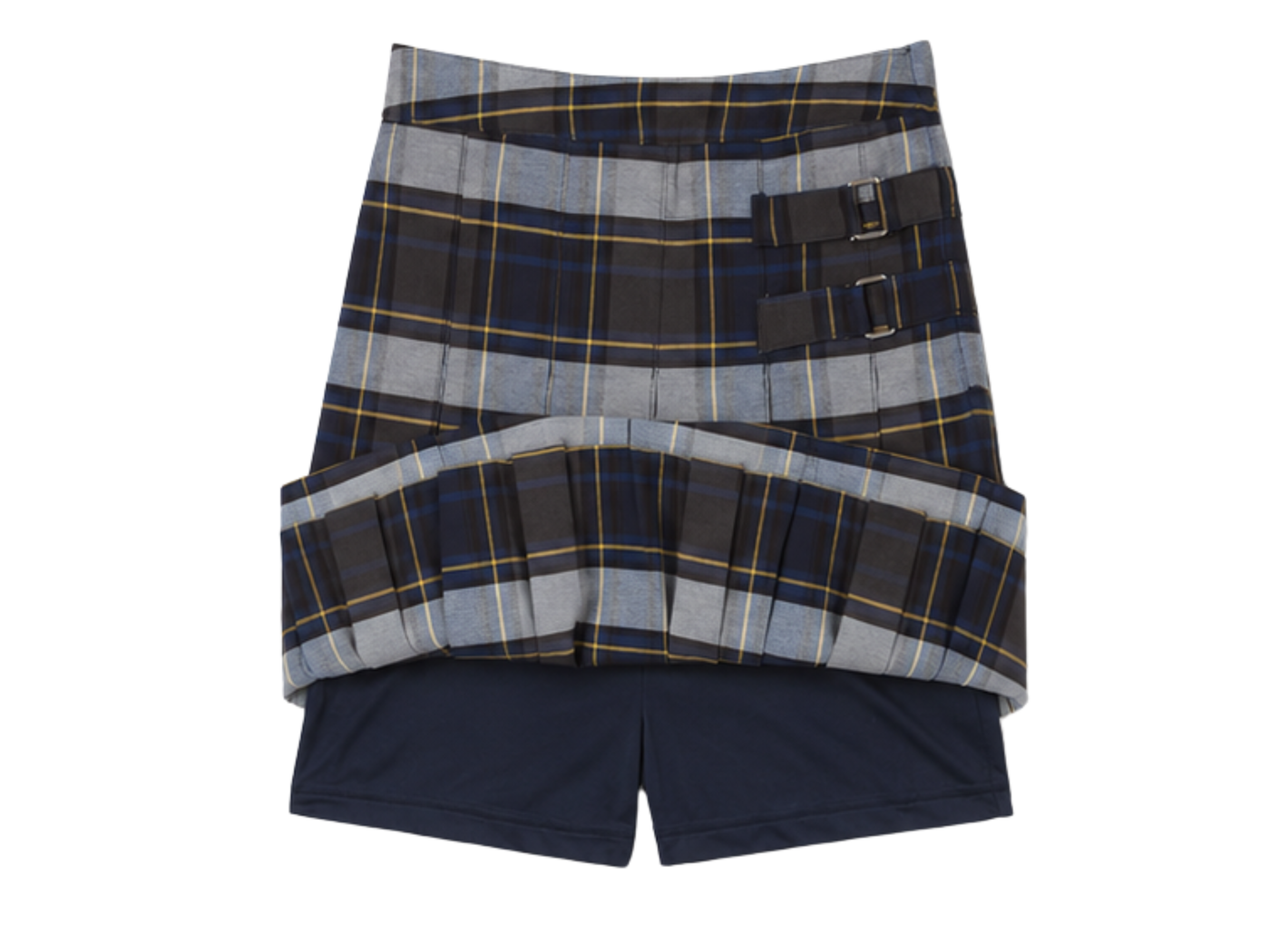 School Plaid Pleated Two-Tab Skort Black Grey Yellow | B2B Low MOQ Wholesale