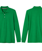 B2B School Uniform Long Sleeve Polo Shirt Bulk School Uniform Manufacturer Green