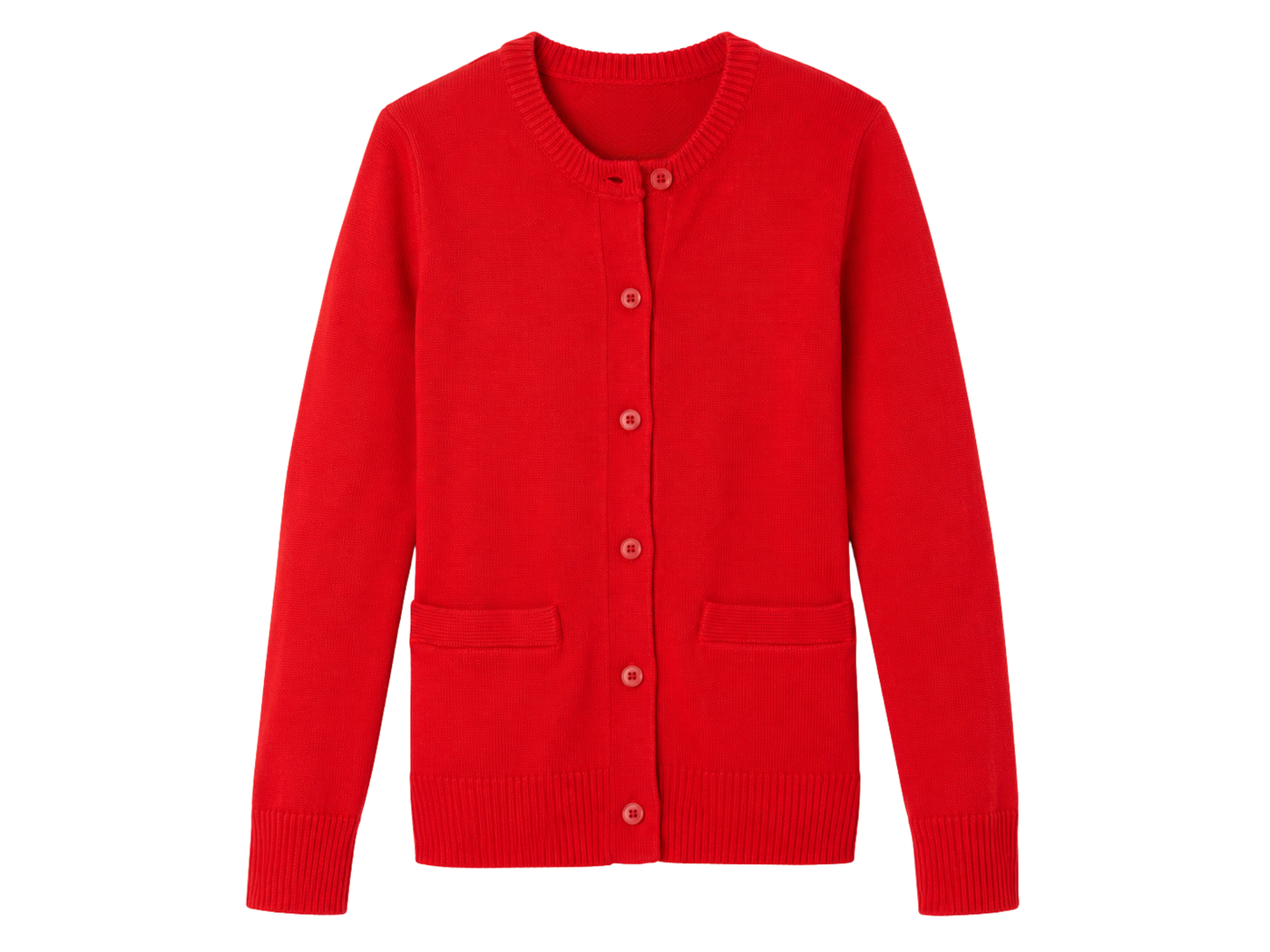 Custom School Uniform Sweater Girls Red Crewneck Button-Front B2B