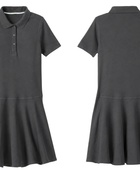 School Adaptive Short Sleeve Polo Dress Charcoal Grey | B2B Low MOQ Wholesale