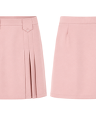 School Above-The-Knee Front Pleated Skirt with Tabs Light Pink | B2B Low MOQ Wholesale