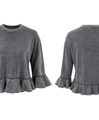 Women’s Acid Wash Ruffle Hem Crop Shirt B2B Acid Wash Manufacturer