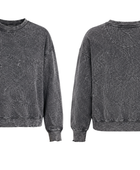 Charcoal Grey Acid Wash Crewneck Sweatshirt B2B Acid Wash Manufacturer