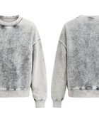 B2B Crewneck Sweatshirt Light Grey Acid Wash Low MOQ Acid Wash Manufacturer