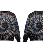 Tie Dye Crewneck Sweatshirt Black Brown Blue and Beige Spiral Design | B2B Low MOQ
