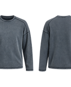 B2B Grey Acid Wash Drop Shoulder Sweatshirt Low MOQ Manufacturer