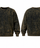 B2B Crewneck Sweatshirt Black Brown Acid Wash Low MOQ Manufacturer