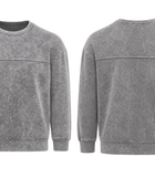 Grey Acid Wash Panel Seam Crewneck Sweatshirt B2B